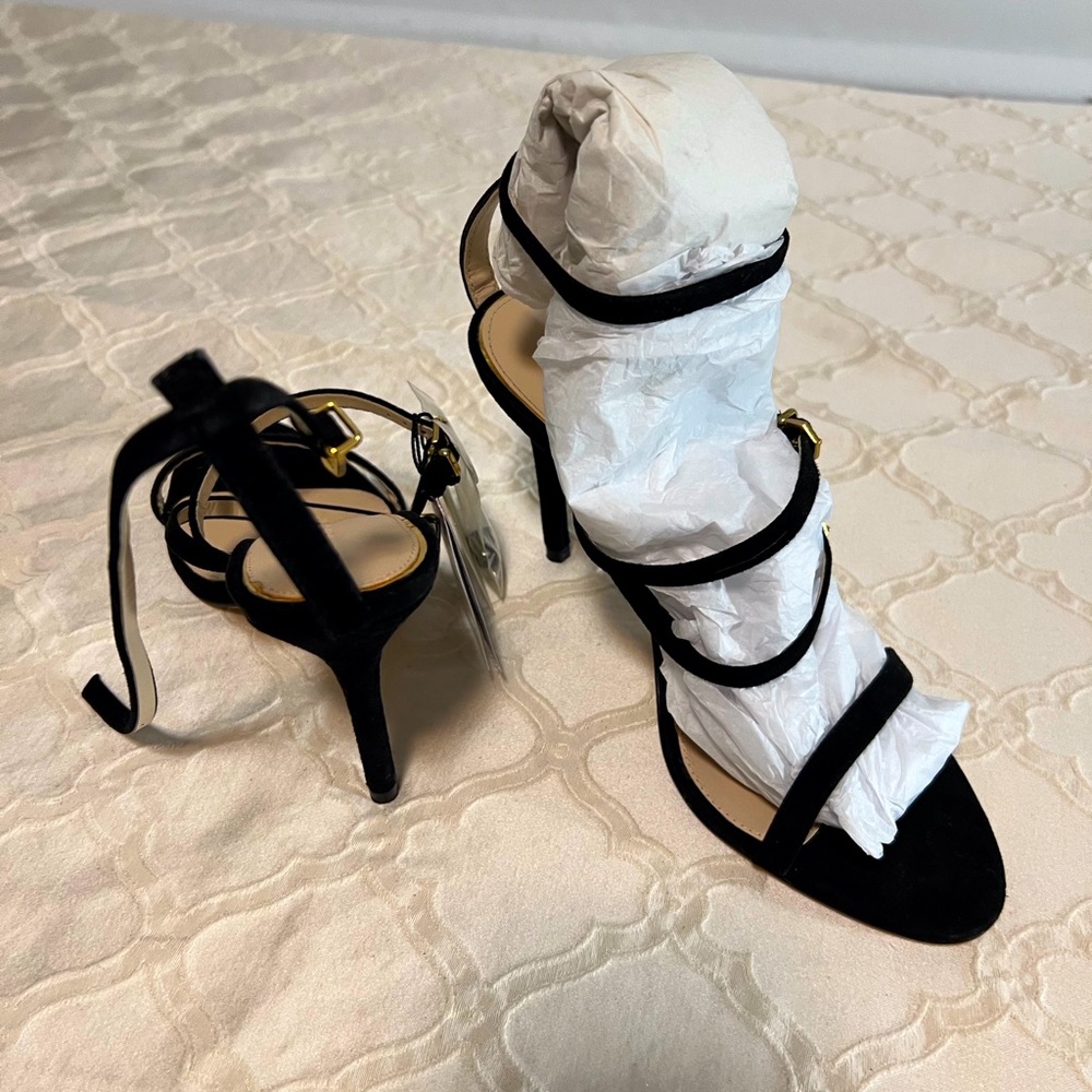 ZARA, black suede heeled sandals USA 7,5